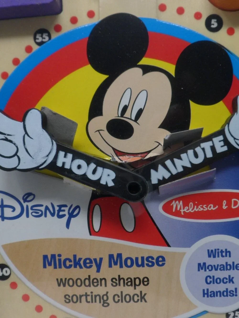 New Melissa & Doug Mickey Mouse Wooden Shape Sorting Clock